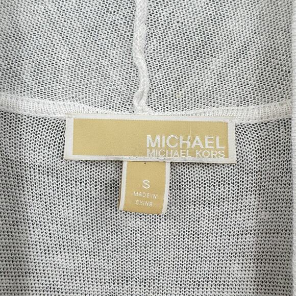 MICHAEL Michael Kors White Knit Sleeveless Midi Length Open Cardigan Duster - Picture 10 of 12